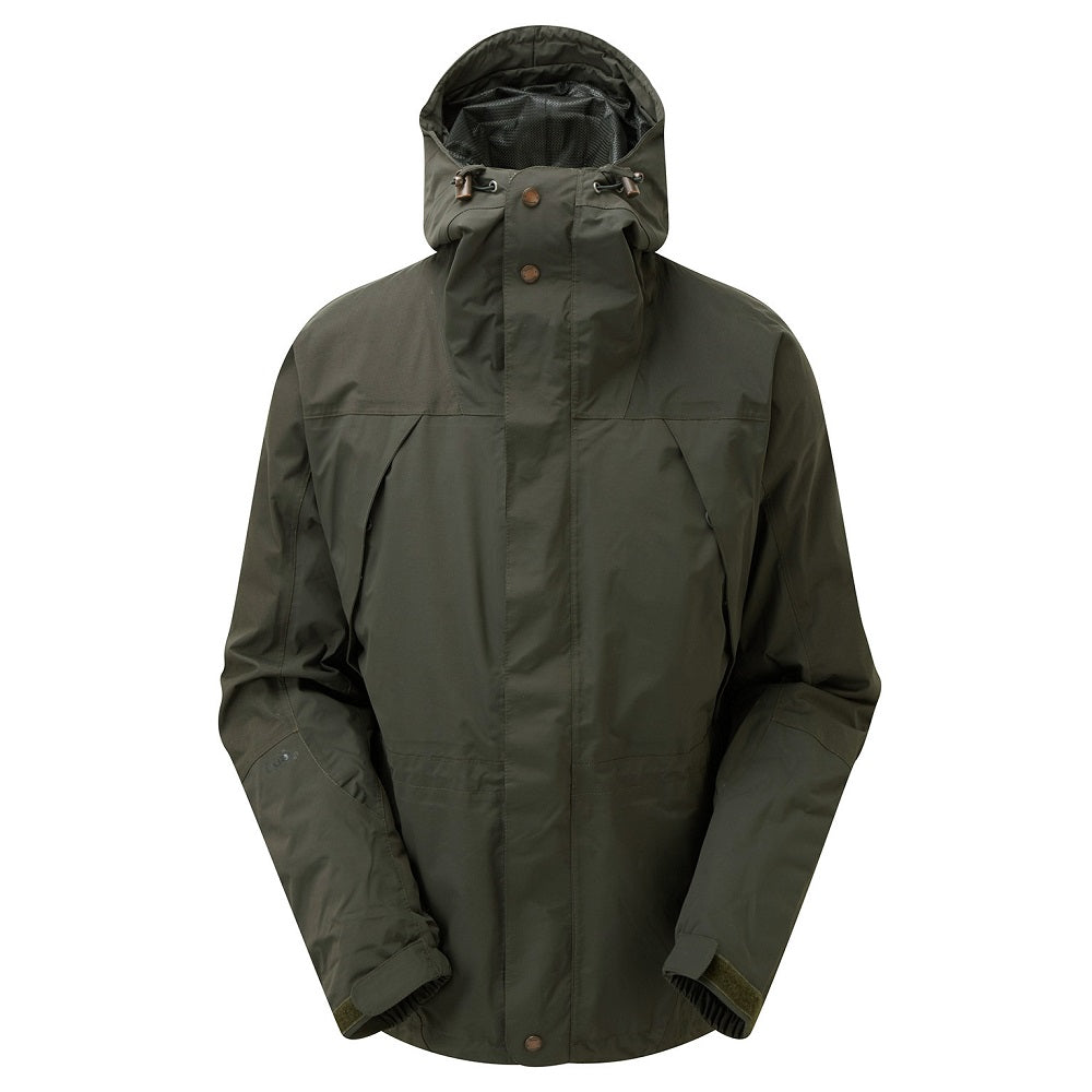 Men's Munro jacket in moss with underarm ventilation and articulated sleeves