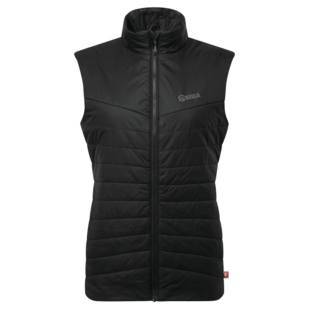 Women's Solo gilet in black, close-fitting insulated vest for year-round layering