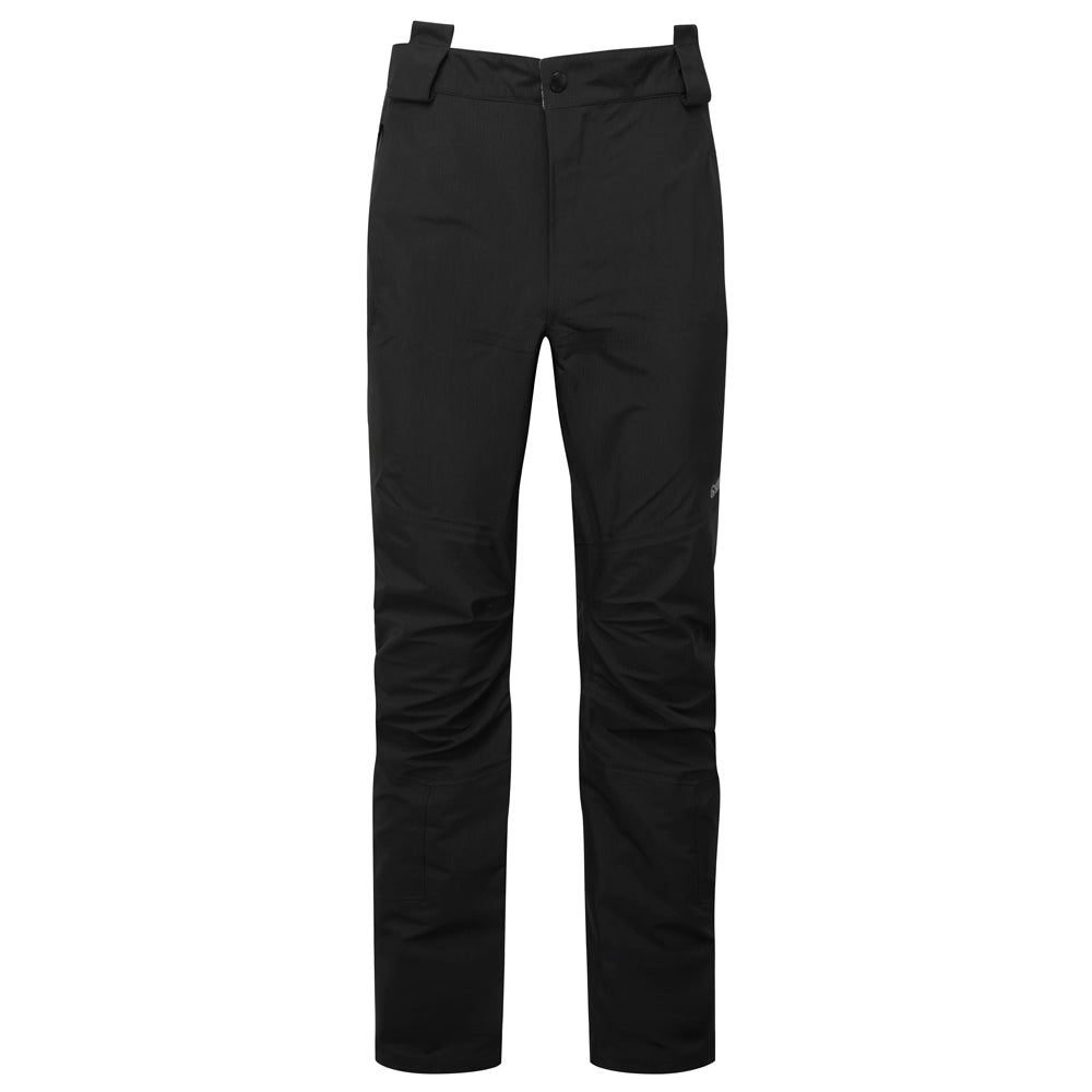 Men's Pinnacle waterproof trousers in black - front view showing 3-layer shell construction
