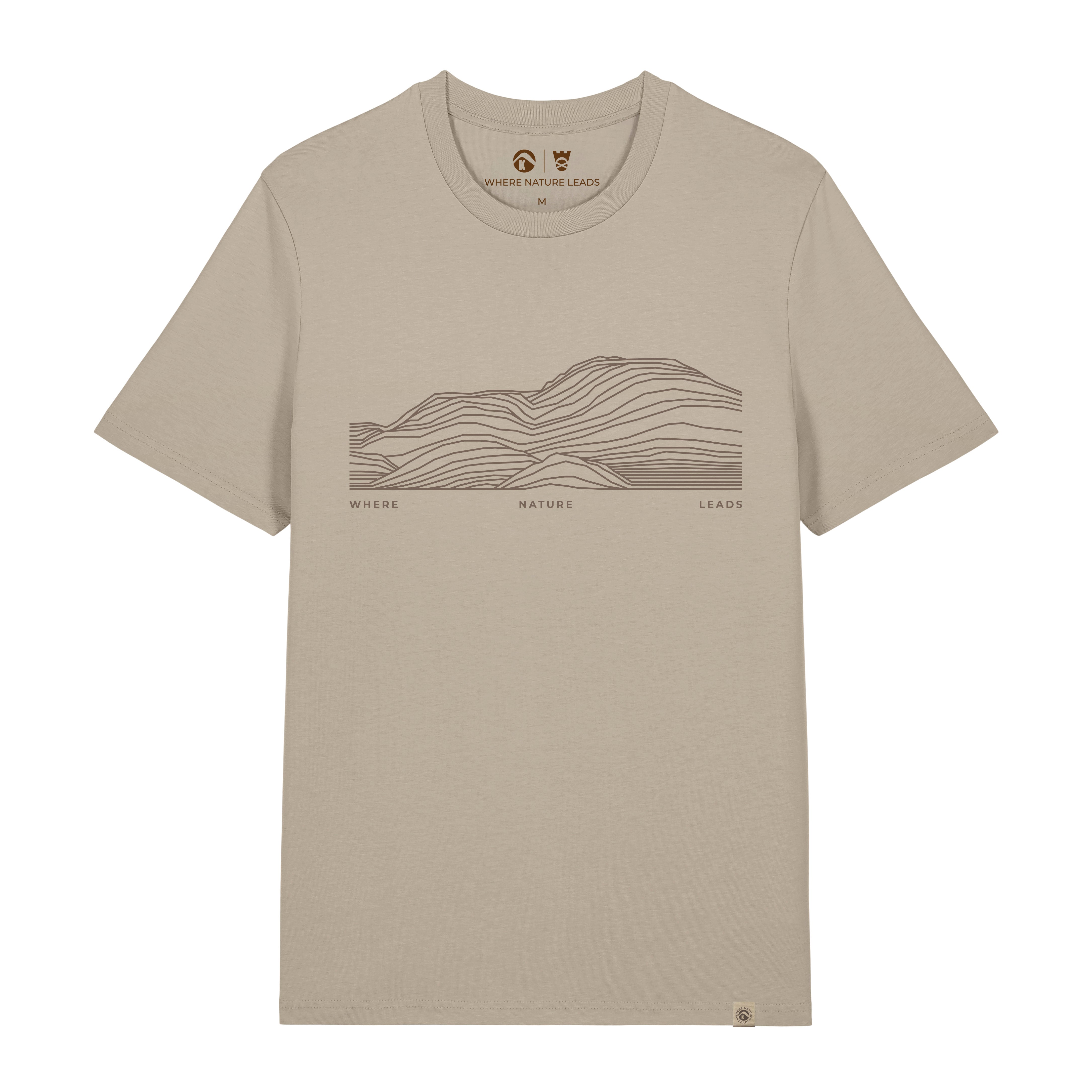 Men's Ben Lomond t-shirt front in stone featuring Loch Lomond mountain design