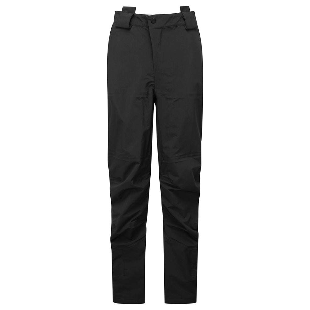 Women's Pinnacle waterproof trousers in black - front view showing 3-layer shell construction