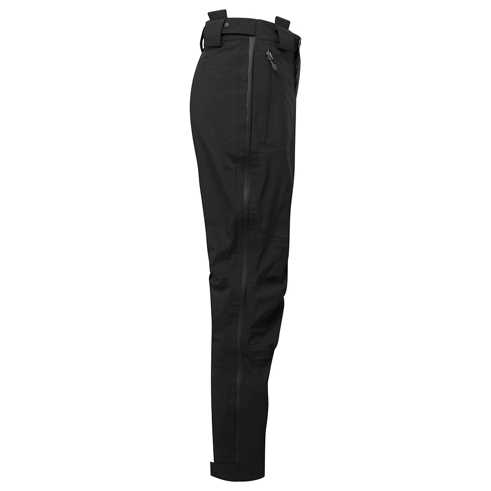 Women's Pinnacle trousers in black - side view with full-length zip and refined fit detail