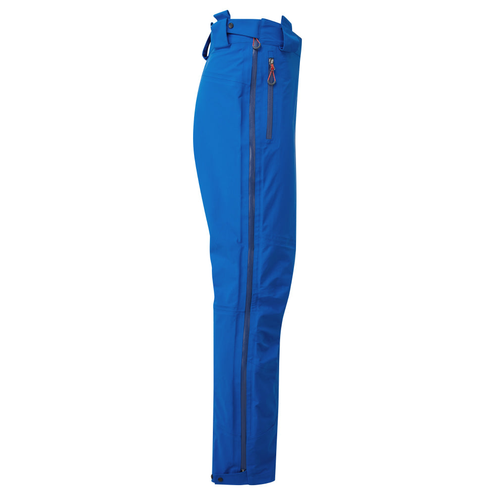 Men's Pinnacle trousers in cobalt - side view showing refined fit and full-length zip detail