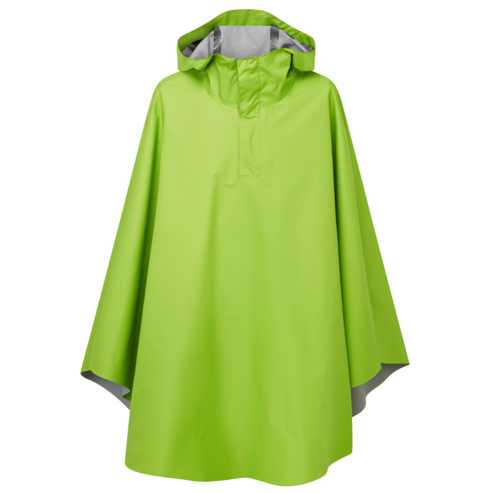Where Nature Leads waterproof poncho  in Lime Green front view