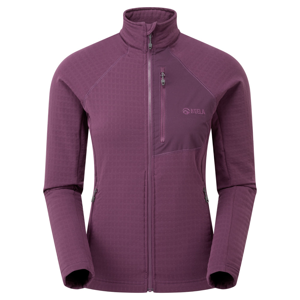 Women's Dunlin Fleece Jacket in Black Cherry - Lightweight Mountain Mid-Layer with Zetland Terrain TE