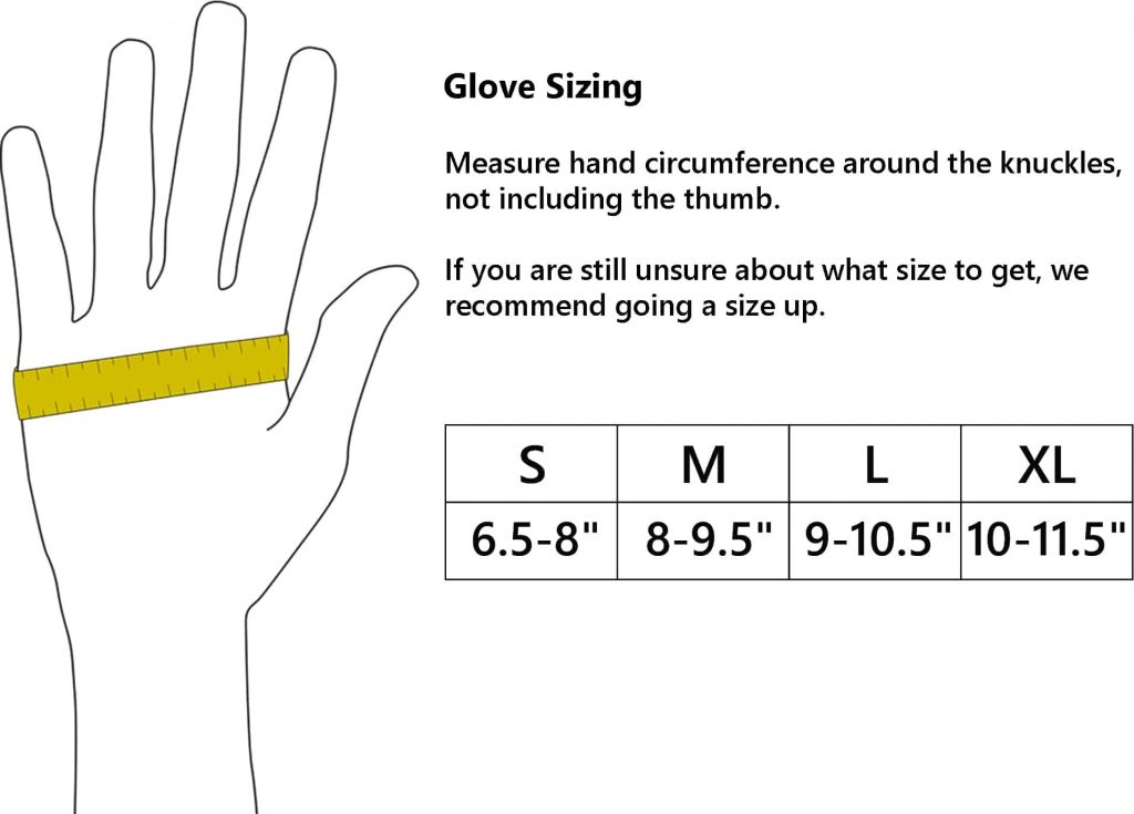 glove size guide for Keela